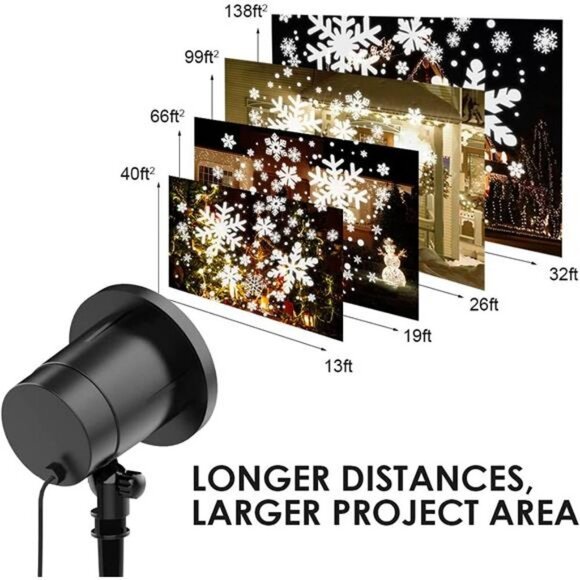 Christmas Snowflake Projector Lights Waterproof LED Snowfall Projection - Picture 1 of 6